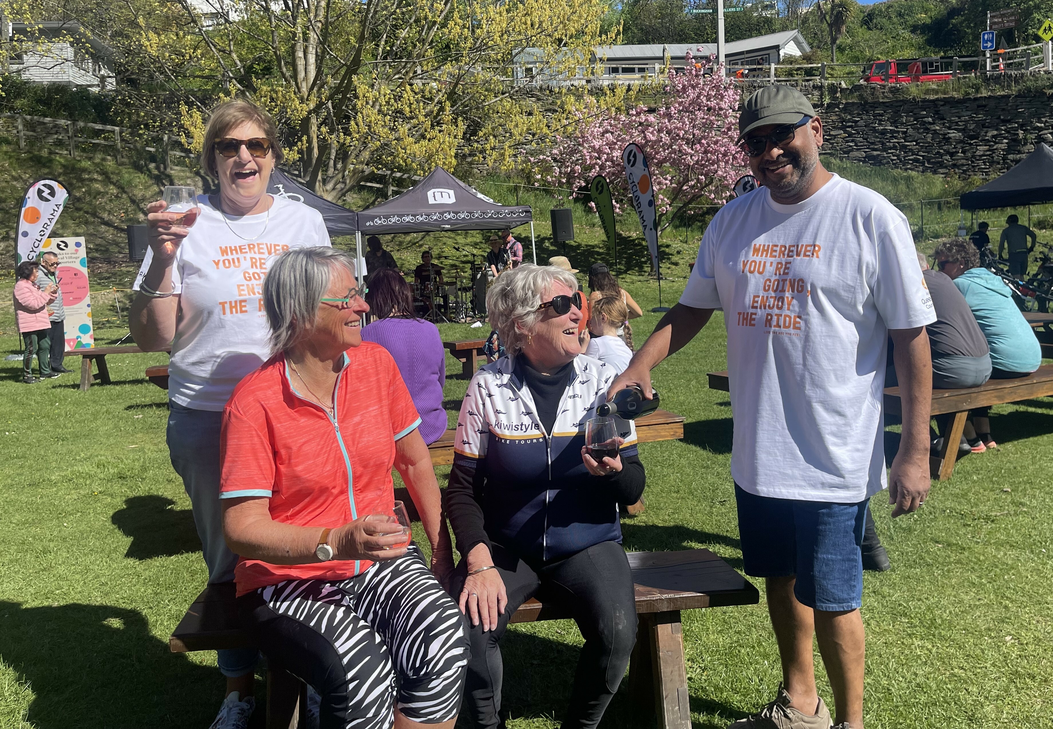 Sipping and cycling as bikers ride Pedaling Pinot